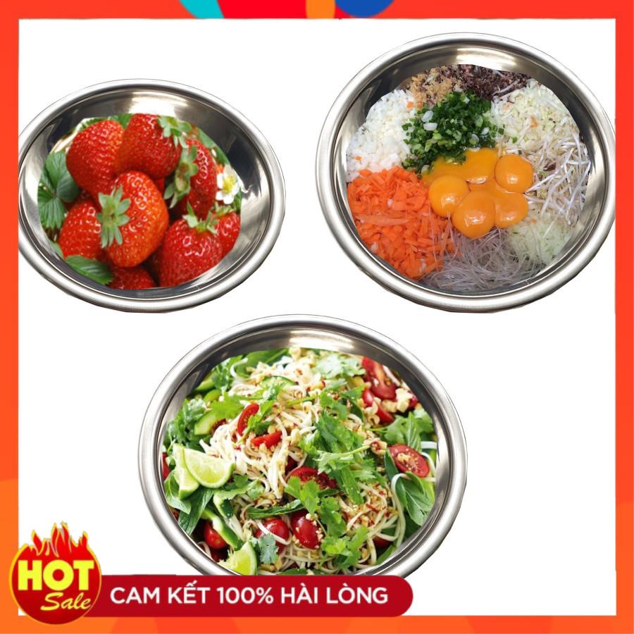 Thau chậu bát sâu lòng inox su 304 siêu dày nhiều size 18-20-22- 24-26-30-32-34-36-38-40cm,🥣 bát trộn bột inox