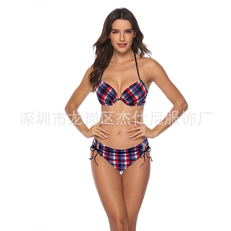 Bộ Đồ Bơi Họa Tiết Ca Rô Ca Rô Xinh Xắn Theo Phong Cách Âu Mỹ Dành Cho Nữ | BigBuy360 - bigbuy360.vn