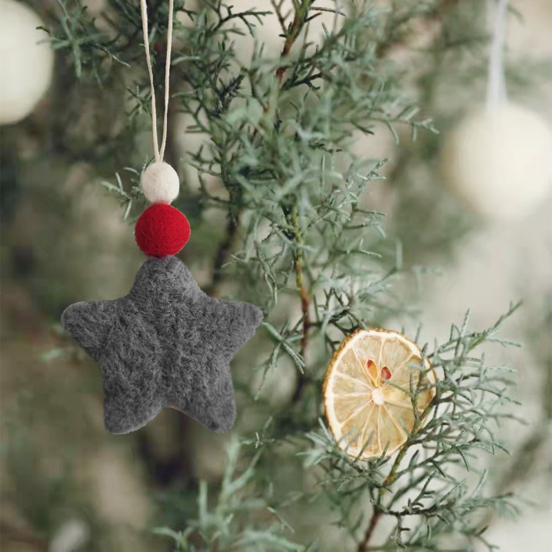 Quả Cầu Lông Xù Hình Ngôi Sao Treo Tường Trang Trí Cây Thông Giáng Sinh
