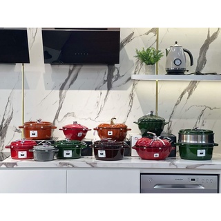 Nồi gang Staub đường kính 24cm - Đủ 4 màu sẵn hàng - Thương hiệu Pháp nồi gang đúc tráng men cao cấp bền đẹp