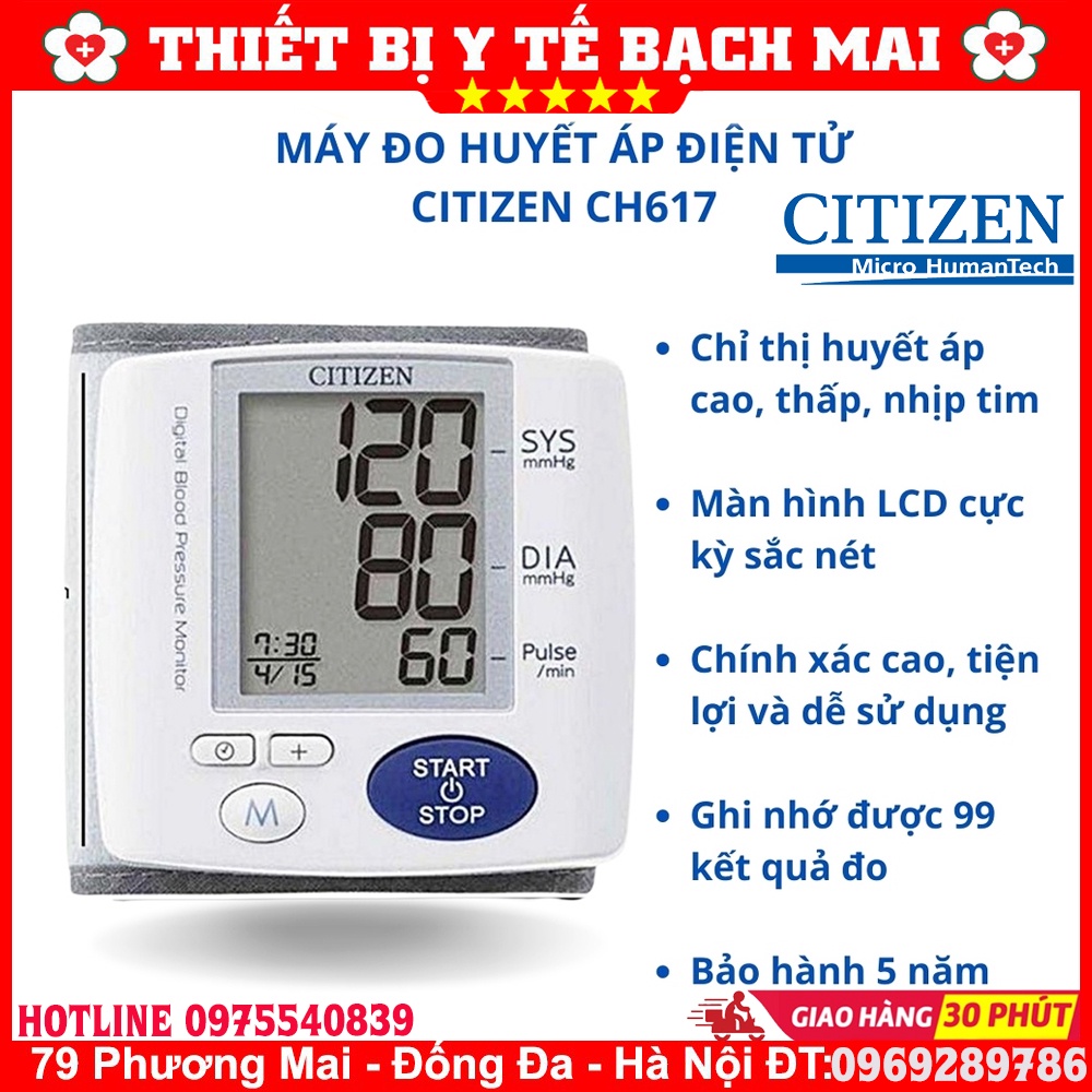 Máy Đo Huyết Áp Cổ Tay Citizen CH617 [Chính Hãng NHẬT BẢN]