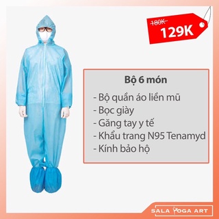 Đồ bảo hộ y tế 6 món với khẩu trang N95 (hàng loại tốt)