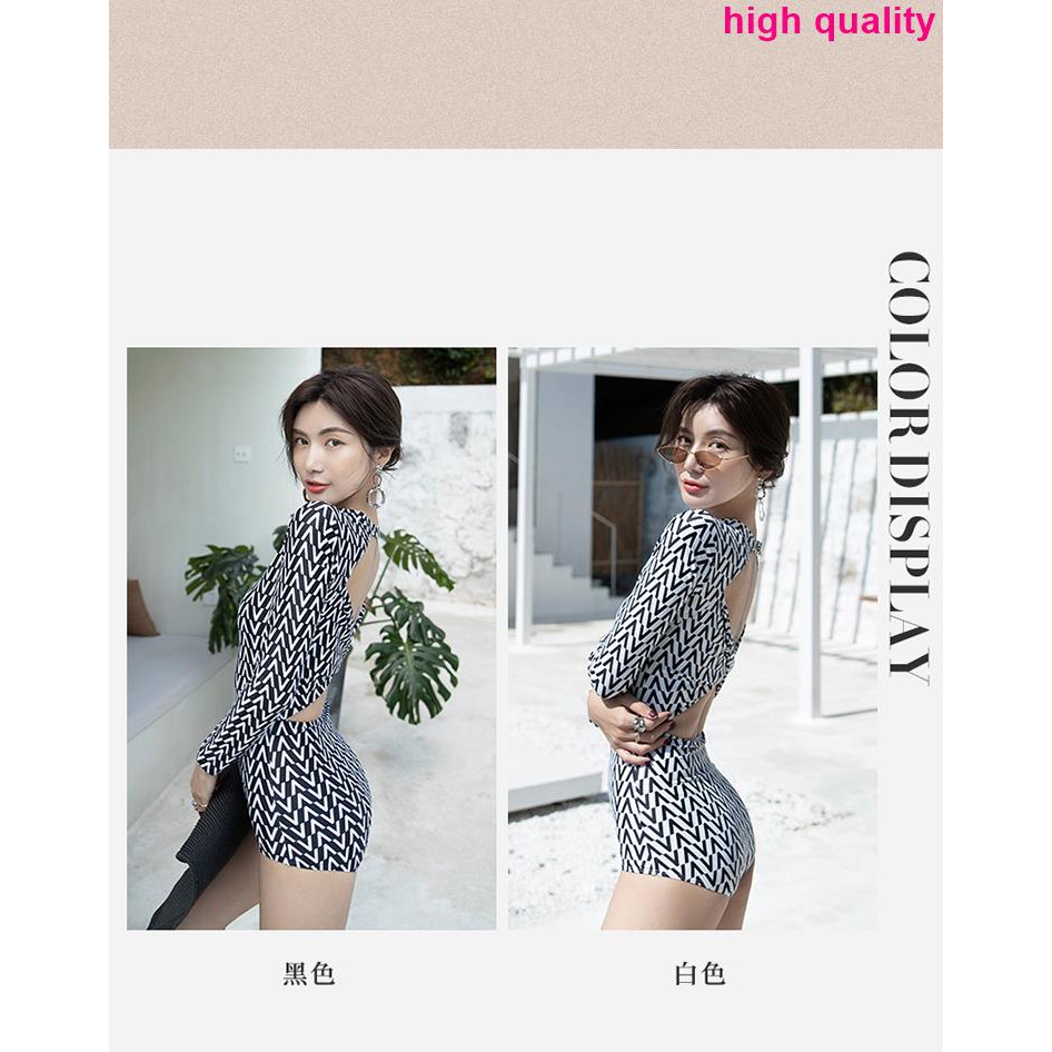 Đồ bơi liền thân một mảnh dài tay in họa tiết thời trang cho nữ | BigBuy360 - bigbuy360.vn