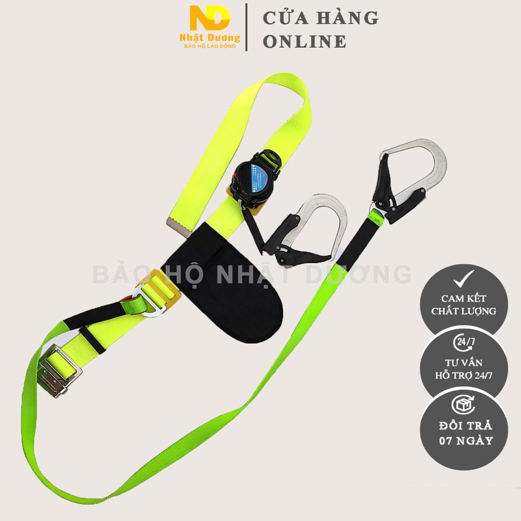 Dây bảo hộ lao động 2 móc thép thu rút tự động BR22, Dây đai an toàn Nhật Dương cao cấp