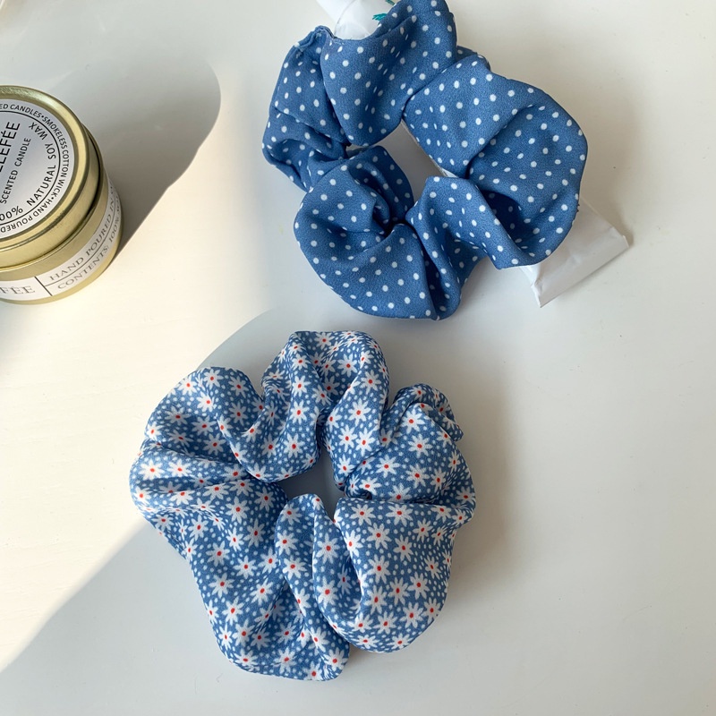 Dây buộc tóc chiffon co giãn màu in họa tiết phong cách Hàn Quốc cho nữ