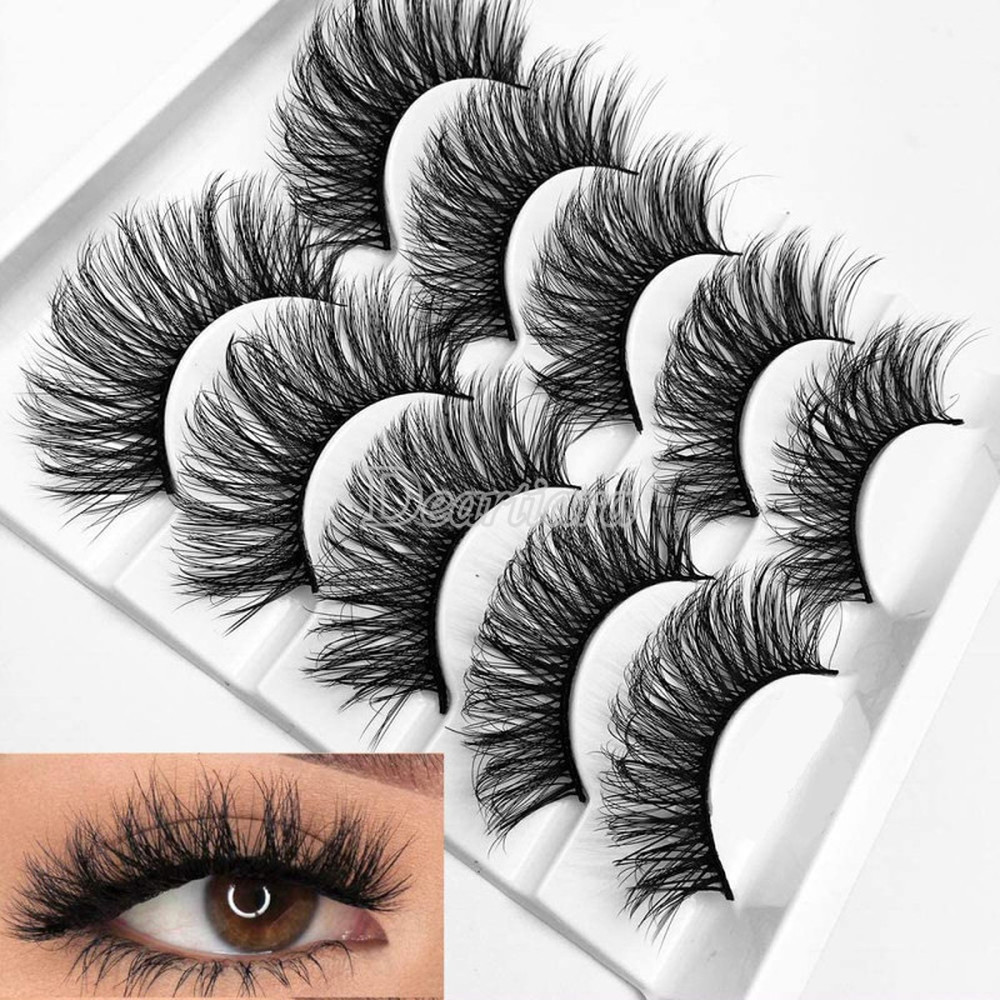 [Hàng mới về] Hộp 5 cặp mi giả 3D thủ công làm từ sợi hóa học trang điểm lộng lẫy
