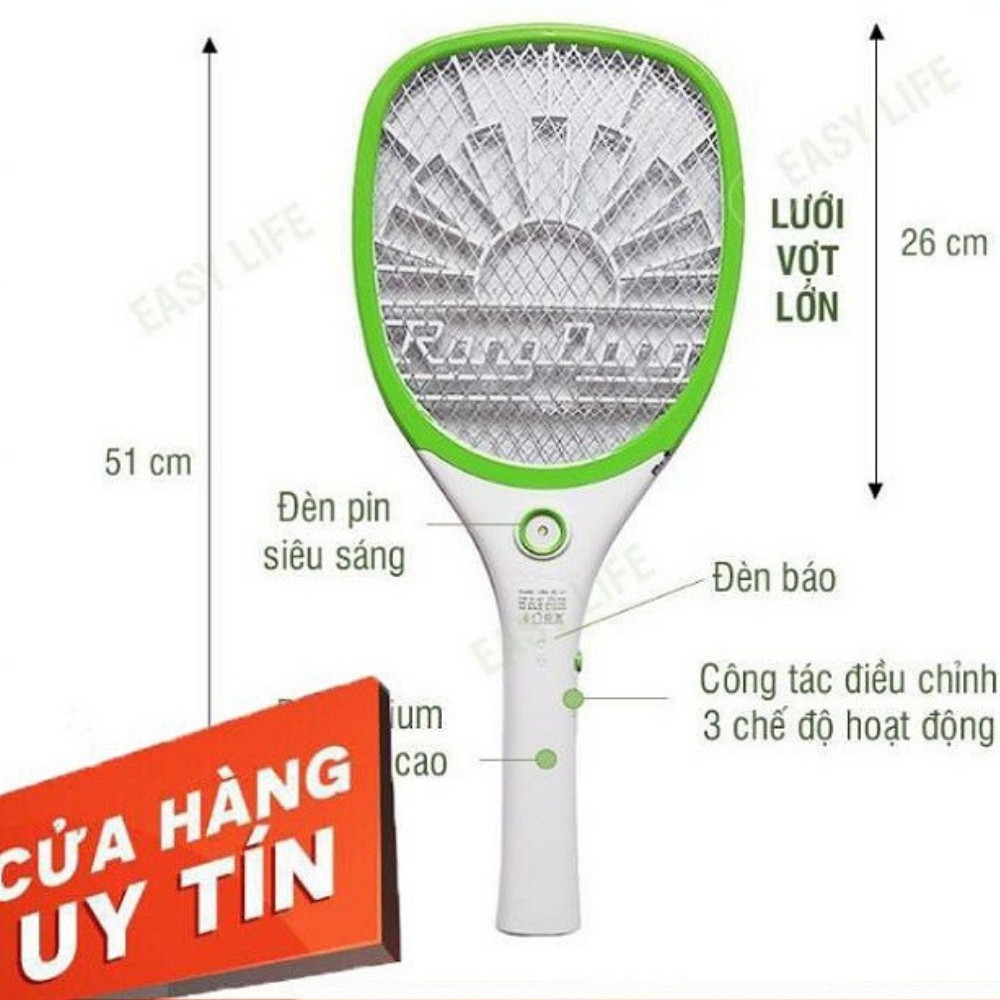 Vợt Bắt Muỗi Rạng Đông Cao Cấp,Siêu Bền, Sạc 1 Lần Dùng Được 1 Tuần Chính Hãng