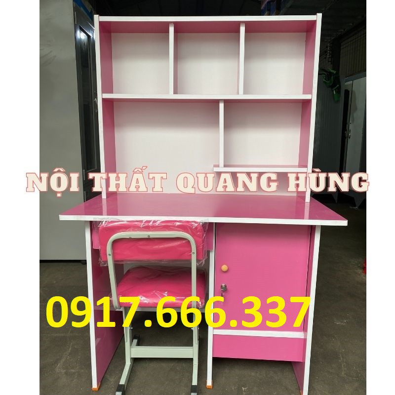 Bộ bàn học sinh 1m màu hồng ván okal cao cấp