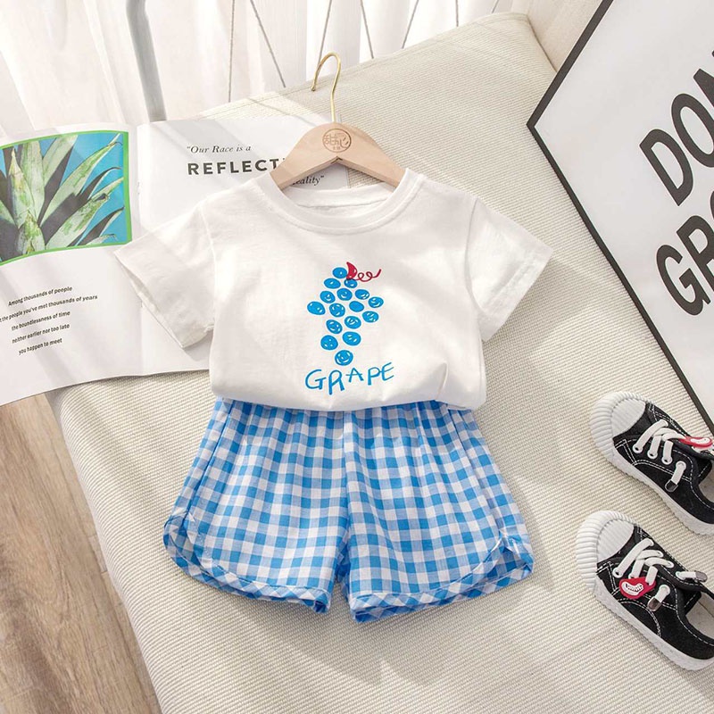 Set Áo Thun Tay Ngắn Và Quần Short Họa Tiết Trái Cây Thời Trang Mùa Hè Mới Cho Bé Trai Và Bé Gái