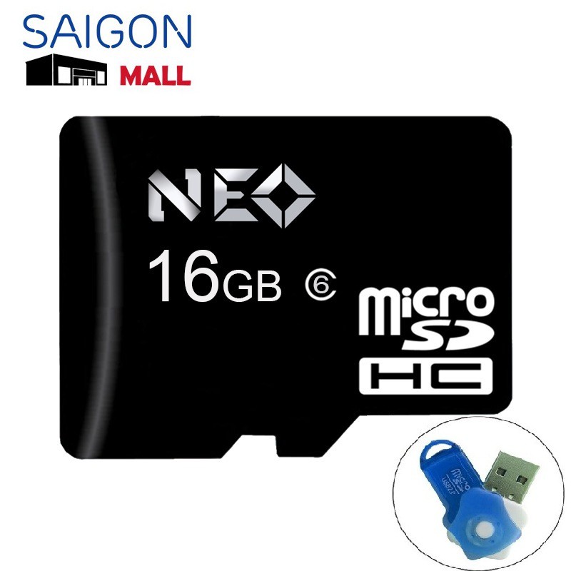 Thẻ nhớ 16GB microSDHC NEO tặng đầu đọc thẻ nhớ micro (ngẫu nhiên)