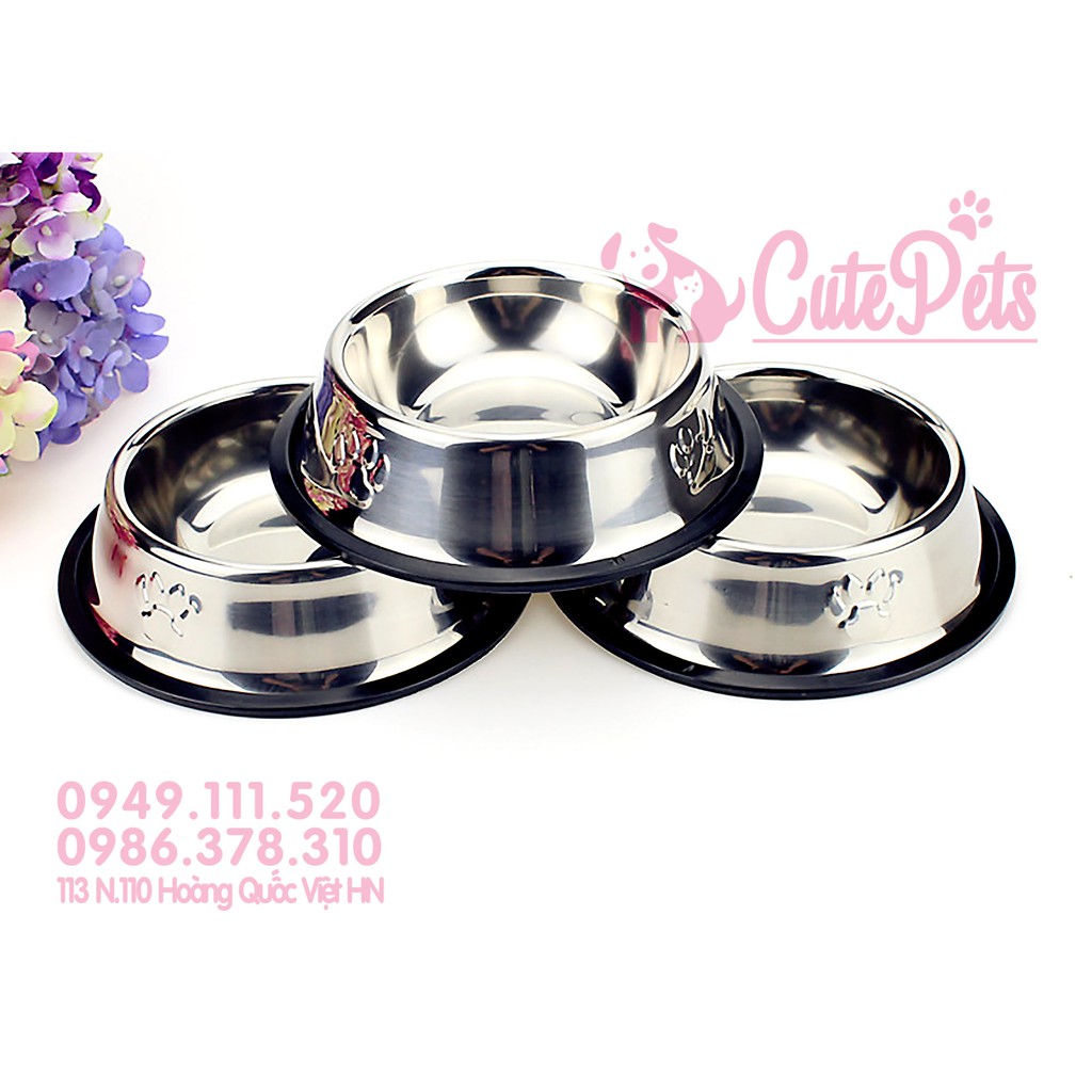 Bát inox chống trượt cho chó mèo Full Size - CutePets