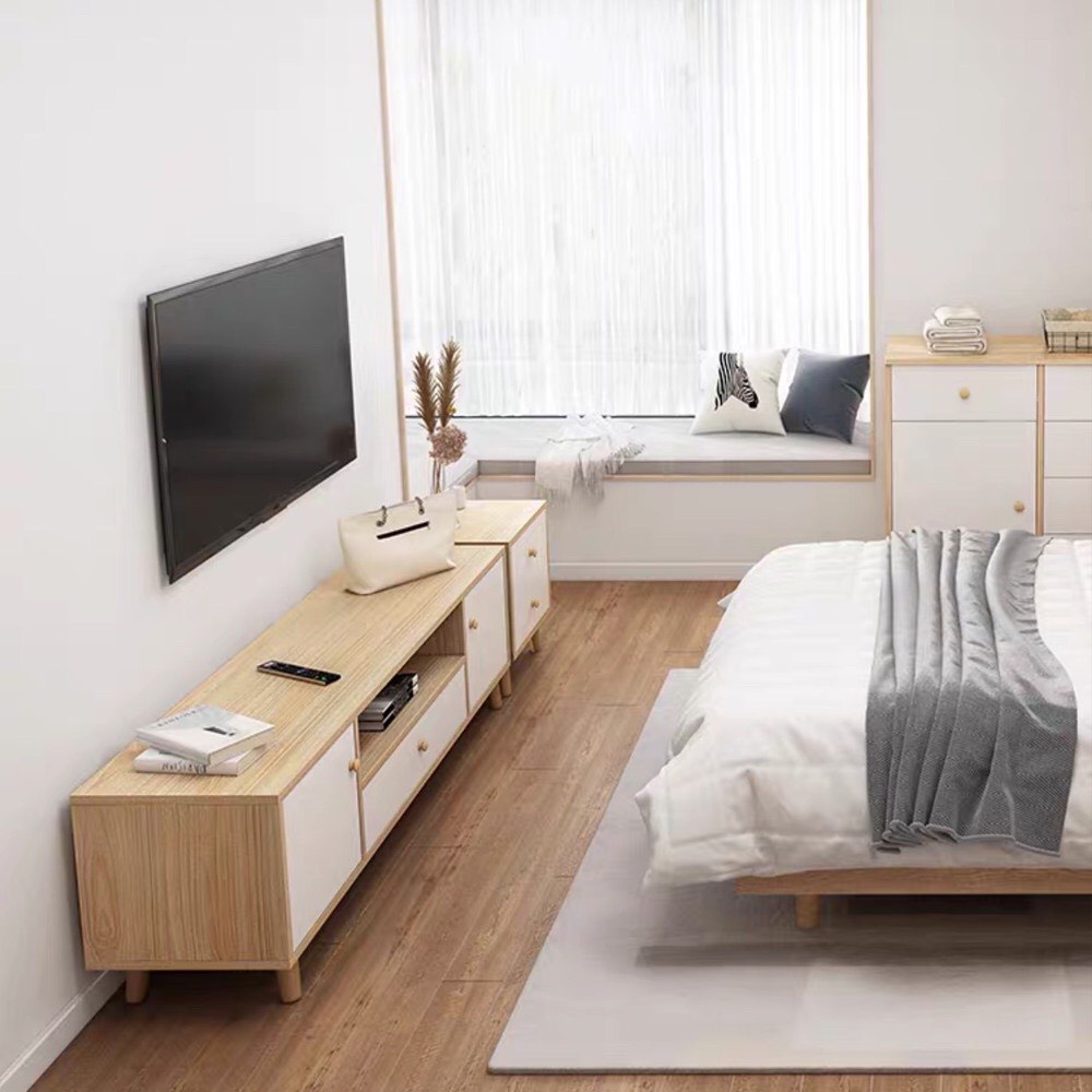Tủ kệ ti vi gỗ 2 cánh tủ 2 ngăn kéo phong cách hiện đại sàn trọng lịch sự - gp122