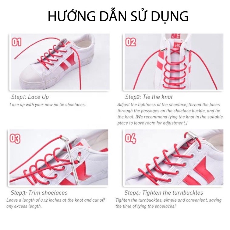 Dây Giày tròn Co Giãn Có Vòng Kim Loại Điều Chỉnh | Dây GIày Thời Trang Full Bảng Màu.