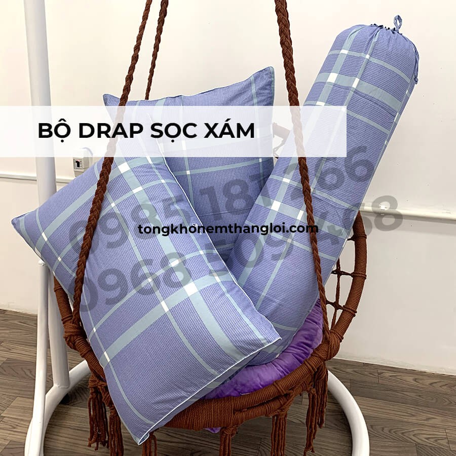 [Ảnh Thật] Sọc Xám - Bộ Drap Cotton 4 món Thắng Lợi Chính Hãng