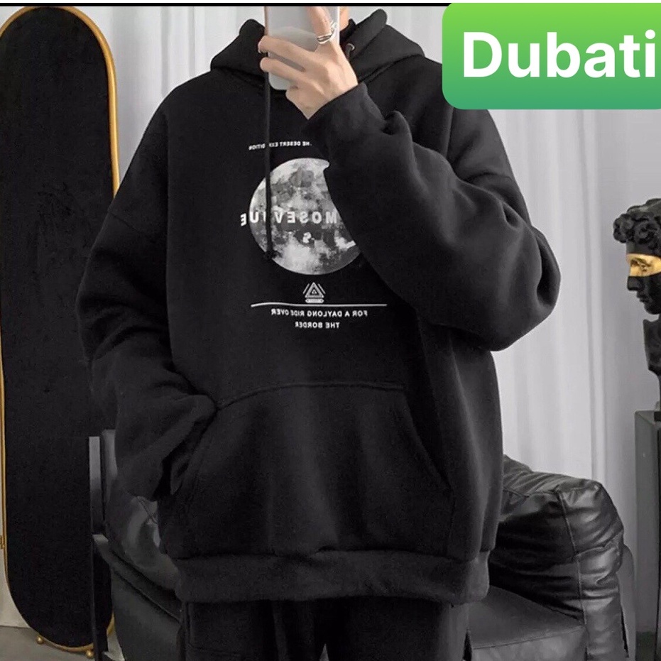 ÁO KHOÁC HOODIE NAM NỮ UNISEX CHẤT NỈ DÀY MỊN HỌA TIẾT MẶT TRĂNG FROM RỘNG SÀNH ĐIỆU- DUBATI FASHION