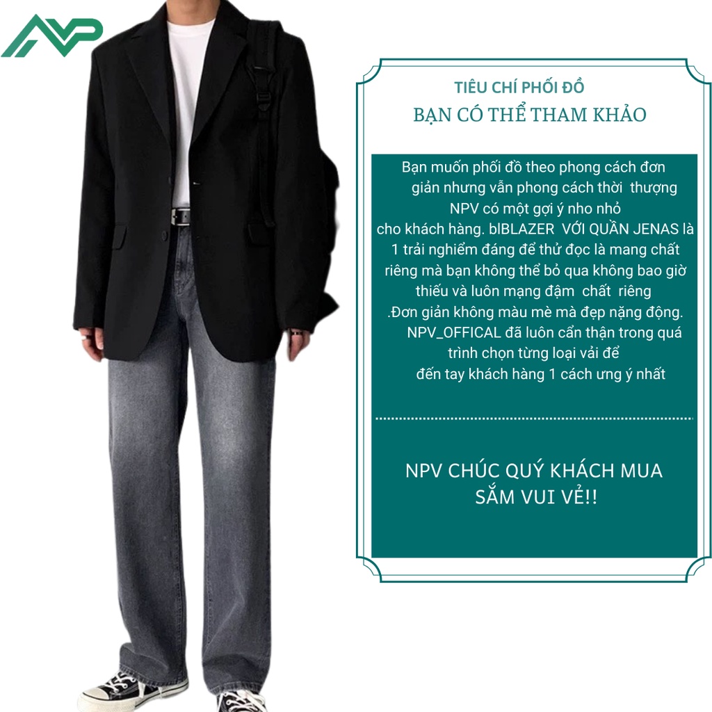 Áo Blazer Nam Dài, Áo khoác Blazer Form Rộng NPV OFFCIAL phong cách Hàn Quốc