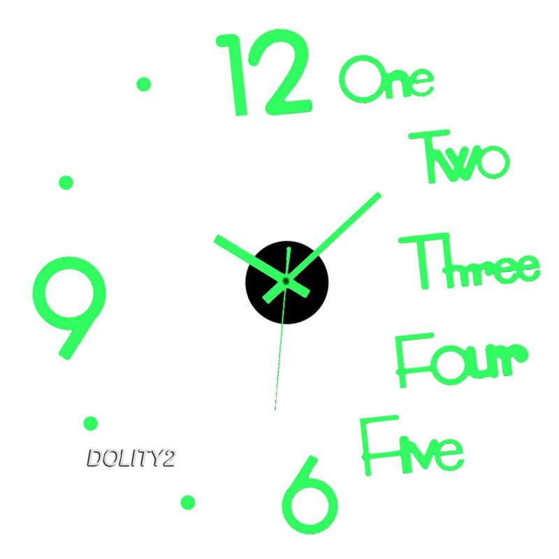 Bộ 2 Đồng Hồ Dán Tường 3D DIY Phát Quang Không Khung Thiết Kế Đơn Giản