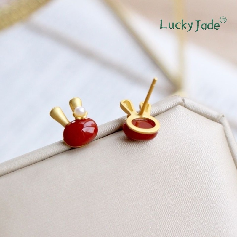 Bông Tai Mạ Vàng 18K Hình Thỏ Dễ Thương