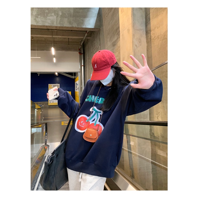 Áo Sweater Cổ Tròn Dáng Rộng In Họa Tiết Phong Cách Retro Thời Trang Hàn Quốc Cho Nữ | BigBuy360 - bigbuy360.vn