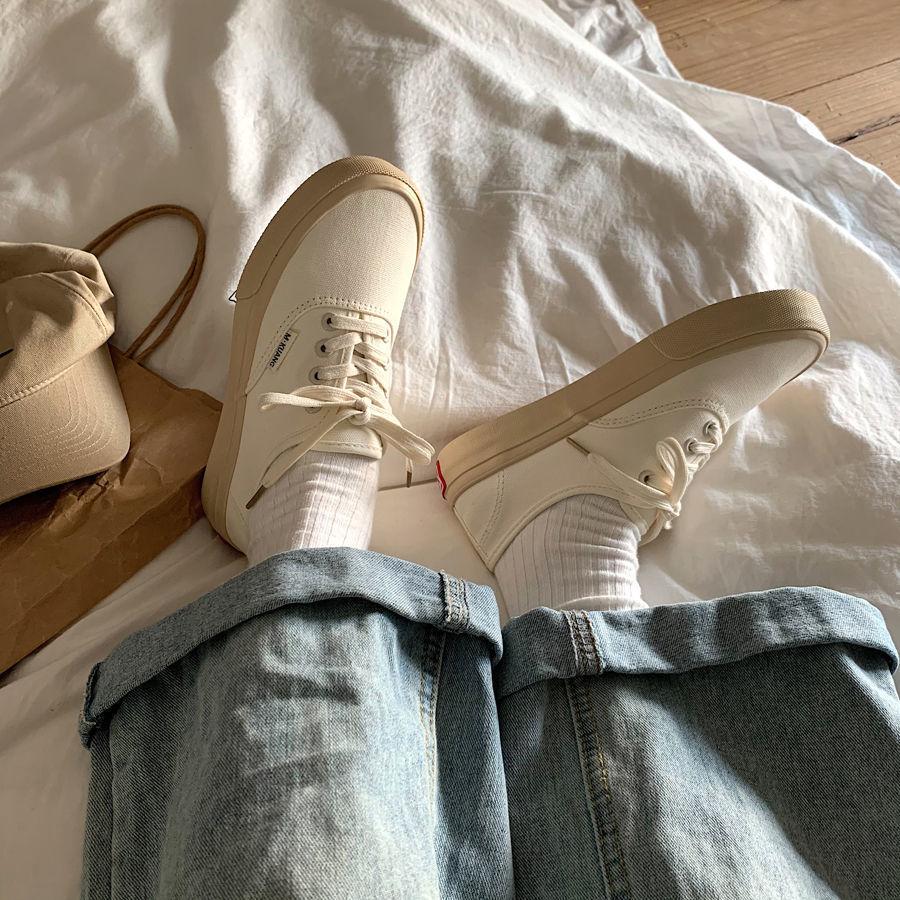 Giày canvas Màu Trắng Thiết Kế Mới Năng Động Thời Trang Mùa Xuân Dành Cho Nữ