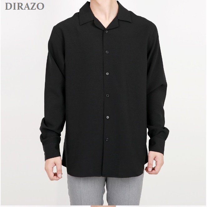 Áo sơ mi cổ vest dài tay HOT TREND HÀN QUỐC (đen + trắng) - DIRAZO