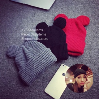 [BEANIE HAT] Mũ Len Tai Gấu
