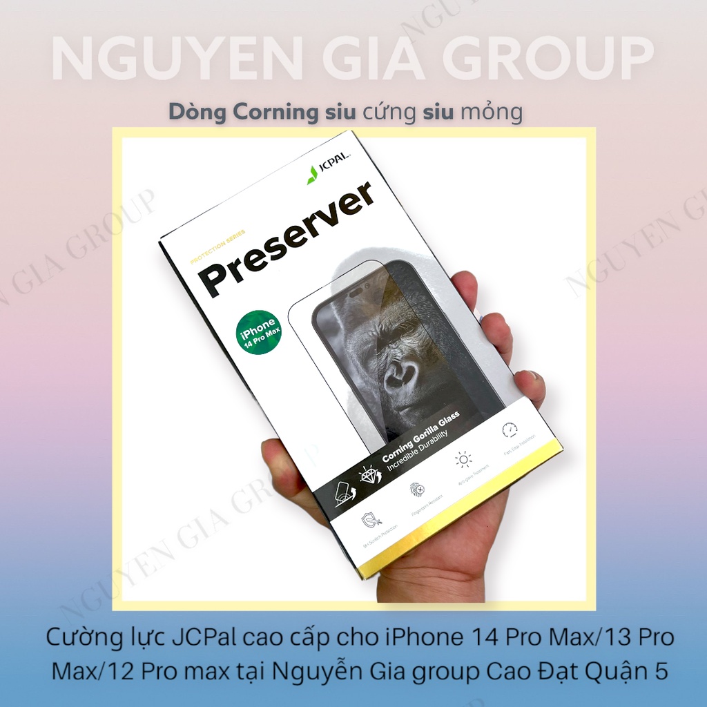 Kính Cường lực Jcpal Corning siu mỏng siu cứng chống vỡ cạnh giảm trầy iPhone 14 Pro Max ip 14 Plus Nguyễn Gia group Q5