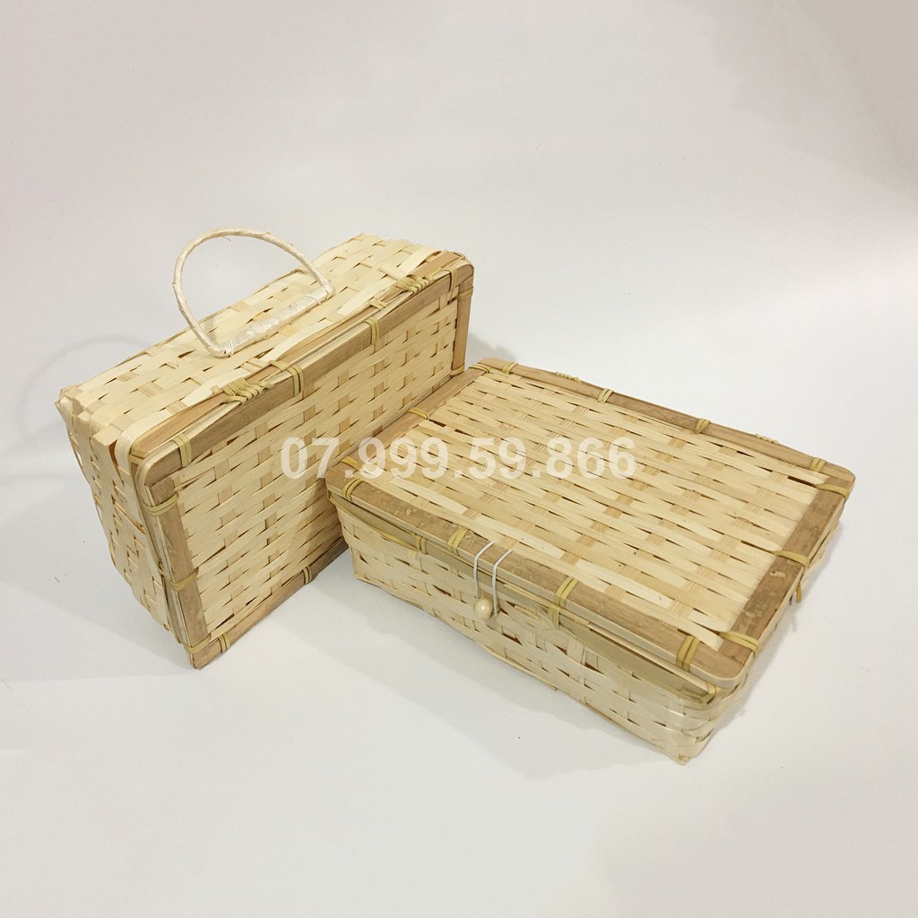 Hộp quà tết, hộp mây tre đan có tay cầm | BigBuy360 - bigbuy360.vn