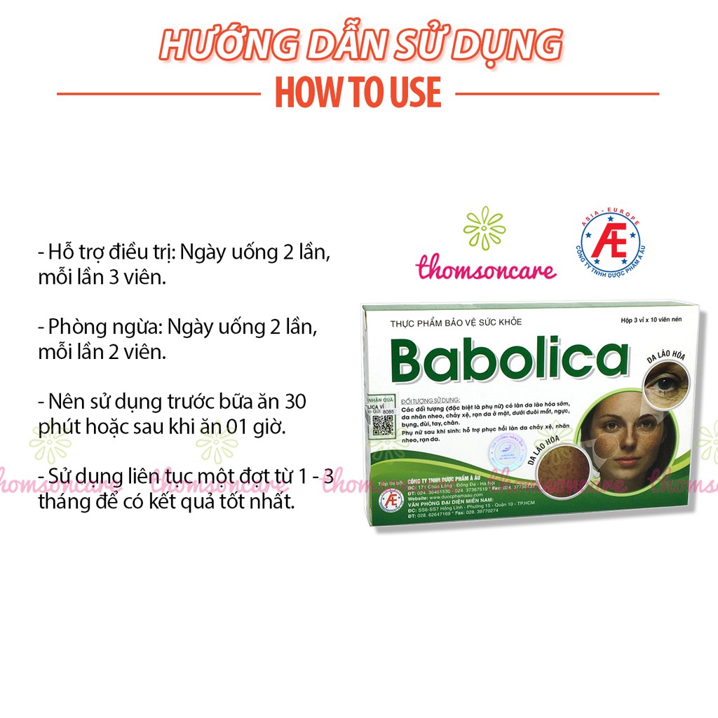 Babolica - Viên uống giảm nhăn da, chống lão hóa đẹp da cho phụ nữ sau sinh từ collagen và thảo dược