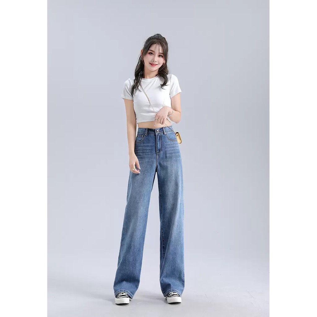 [ HỜN DỖI ] QUẦN JEAN ỐNG RỘNG NỮ XANH ĐẬM RÂU MÈO LAI CUỐN LƯNG CAO FORM DÀI RỘNG THỜI THƯỢNG, CÁ TÍNH, TRẺ TRUNG HOT