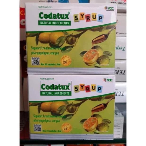 (hộp 30 gói) codatux syrup hỗ trợ ho,long đờm