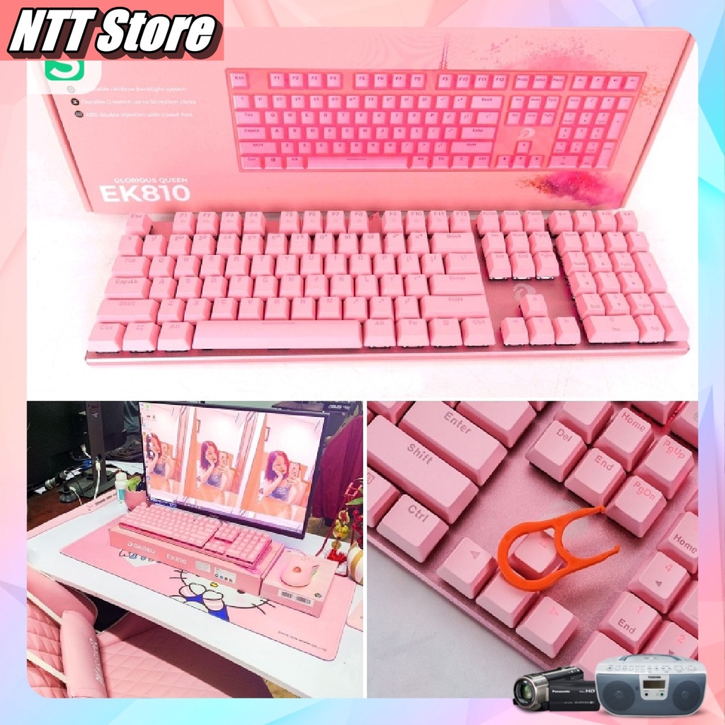 Bàn phím cơ Hồng DAREU EK810 chuyên Game Led Pink - Bảo hành 24th Chính Hãng - NTT Store