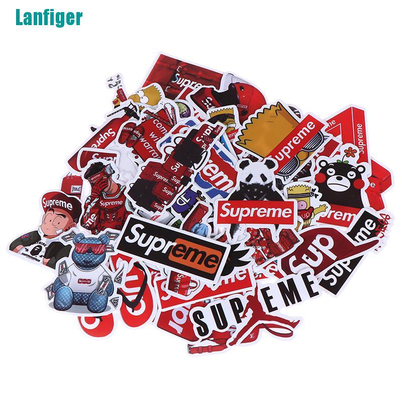 Bộ 50 Miếng Sticker Dán Trang Trí Xe Hơi / Laptop / Ván Trượt In Chữ Supreme