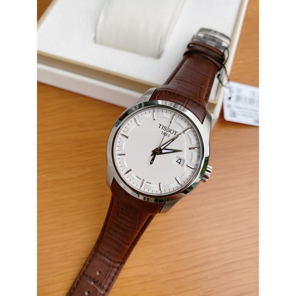 Đồng hồ nam chính hãng Tissot T035.410.16.031.00 - Máy Quartz pin - Kính sapphire - Dây da nâu