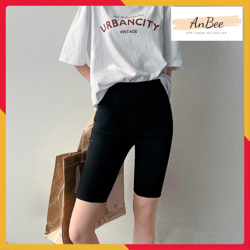 Quần legging lửng cạp chun vải cao cấp thun ngố co giãn tốt dáng ôm màu đen trơn