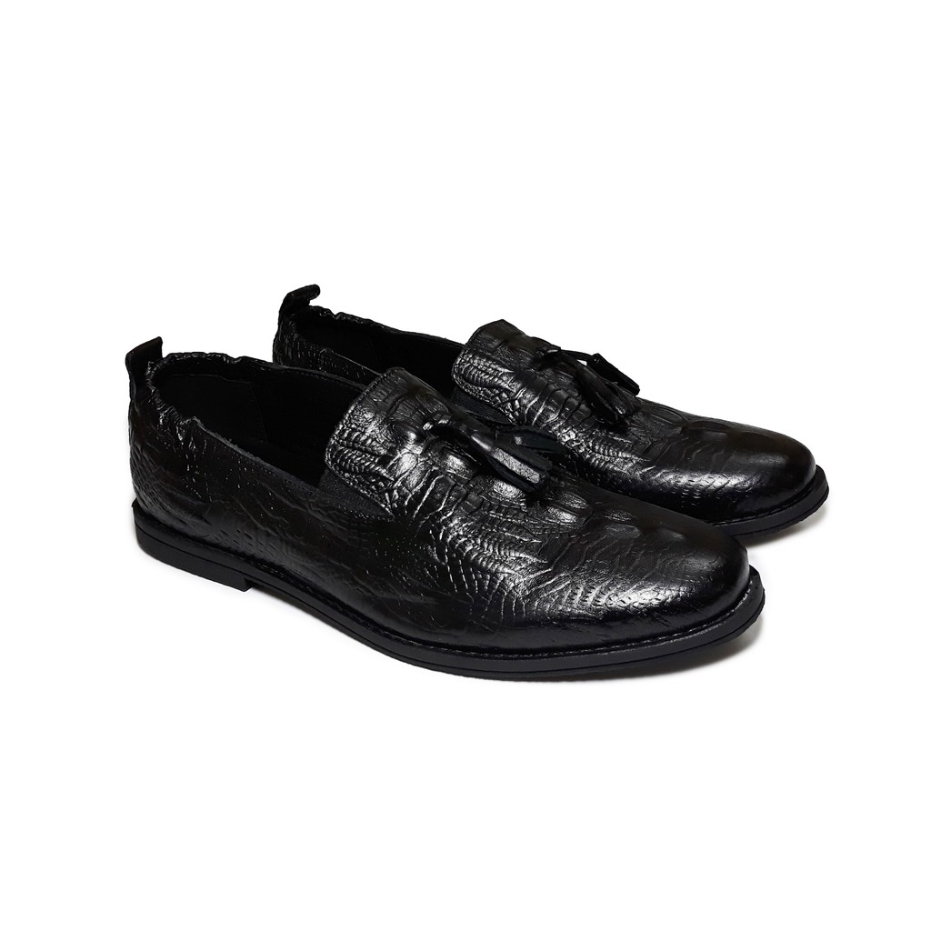 Giày Lười Nam Happyshoes Da Bò Thật Vân Cá Sấu - CS02