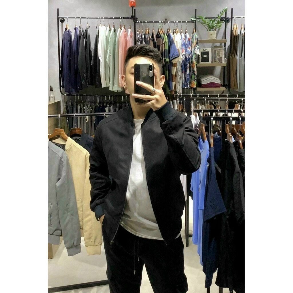 Áo khoác bomber nam Karissé, áo khoác bomber phao trần bông 3 lớp, da và da lộn