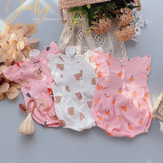 Set Body Sơ Sinh Bé Gái Liền Thân Chất Liệu Đũi Tằm Cánh Tiên Size 4-14kg - SS05 - Babi mama