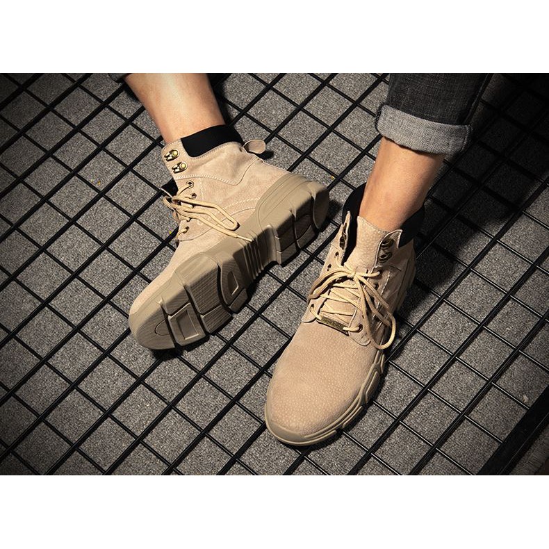 Giày da boot nam cao cấp phong cách đi phượt Hot thu đông
