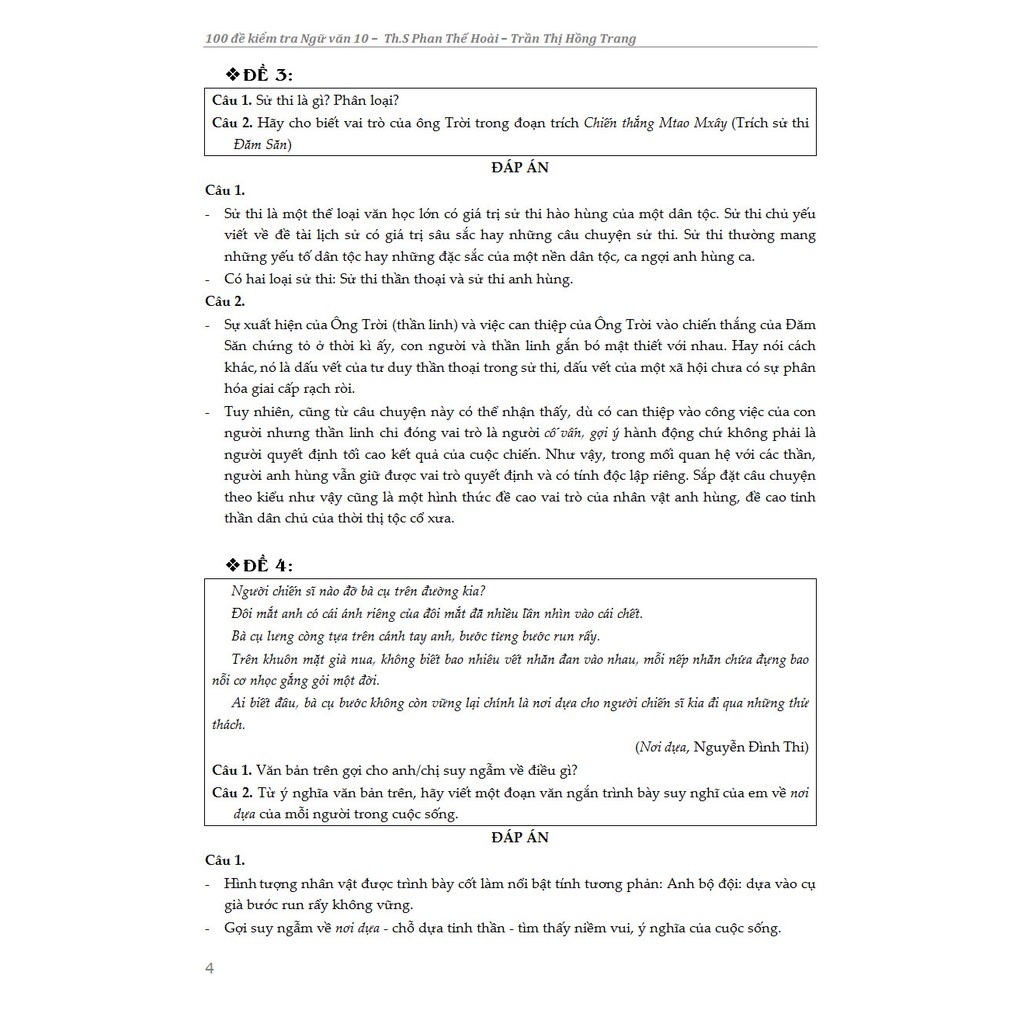 Sách - 100 Đề kiểm tra Ngữ Văn 10