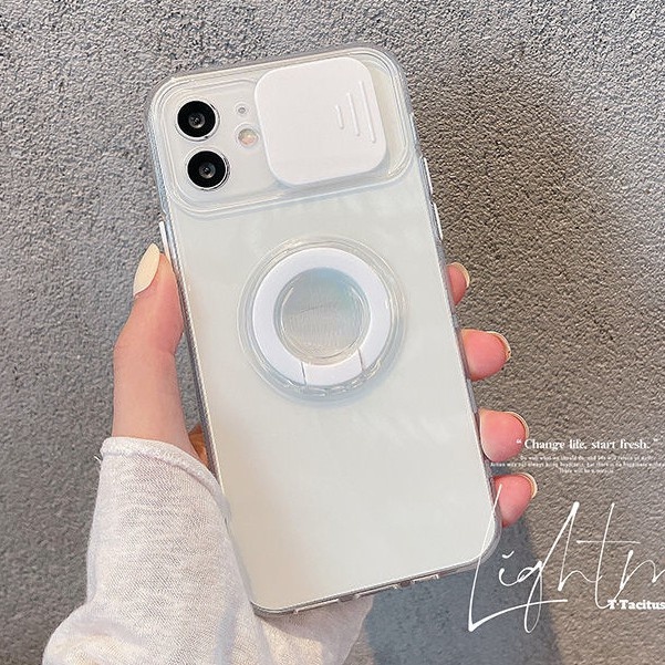 Ốp điện thoại trong suốt có giá đỡ có nắp trượt bảo vệ camera cho compatible for iPhone 15 14 Pro Max 13 12 11 ProMax XR Max