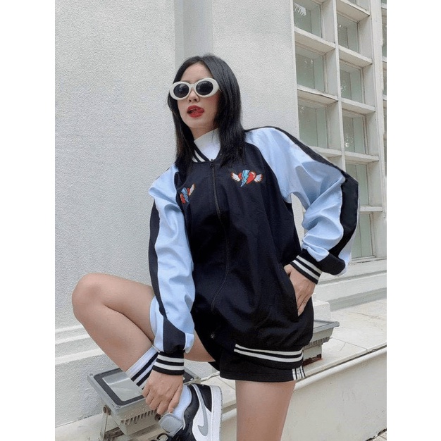 ÁO KHOÁC DÙ NAM UNISEX, ÁO KHOÁC GIÓ BOMBER THÊU TIM CÓ DÂY KHOÁ KÉO TIỆN LỢI M76 [NewUnisex]