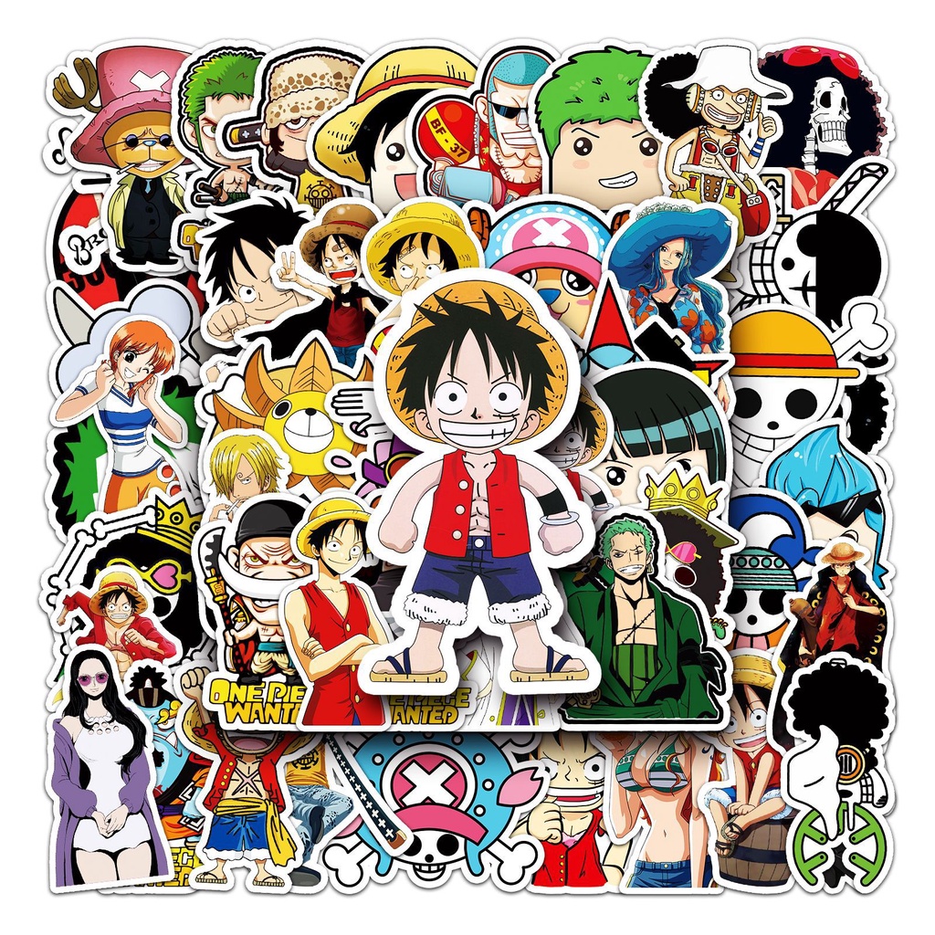 Combo 30 Sticker Chống Nước Decal Dán Điện Thoại Laptop Mũ Bảo Hiểm Vali Guitar Bình Nước Sổ Tay [ONE PIECE]