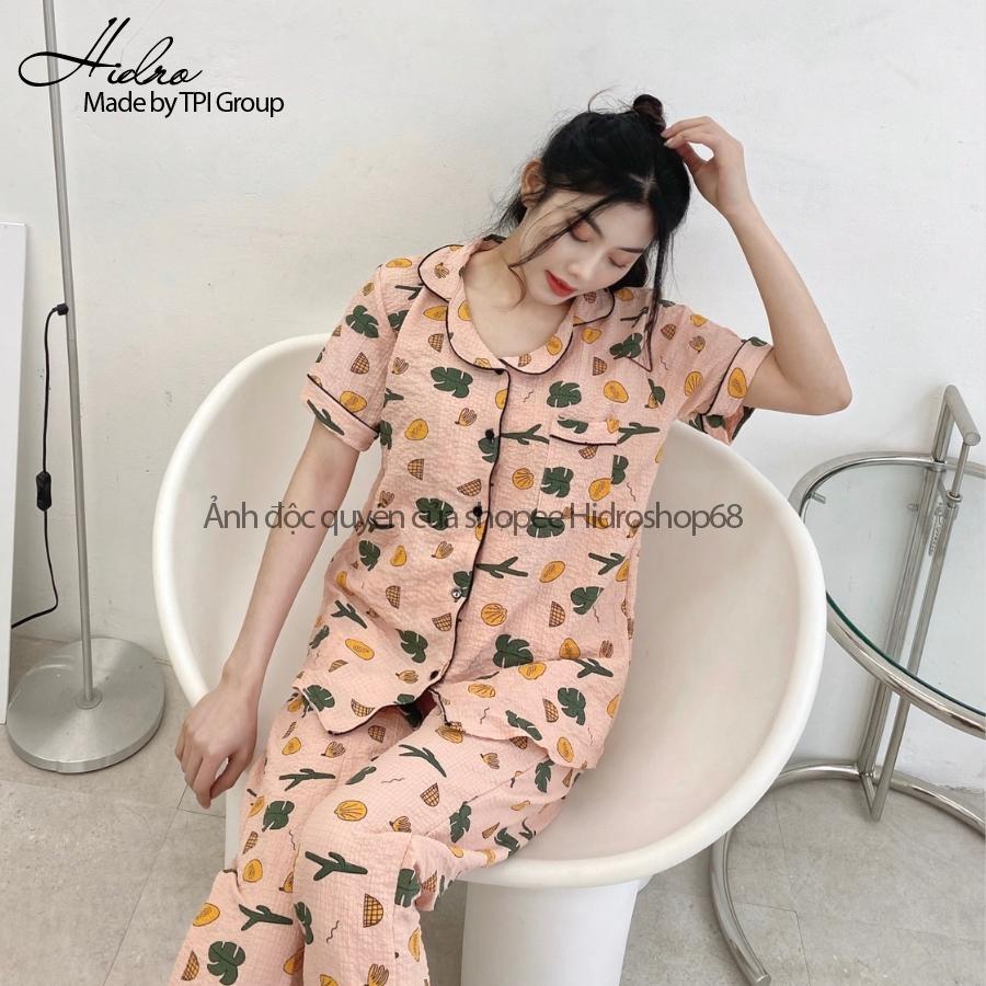 Bộ Ngủ Pijama Mặc Nhà Chất Đũi Xốp Tay Ngắn Quần Dài Thoáng Mát Thấm Hút Mồ Hôi Siêu Tốt Họa Tiết Dễ Thương