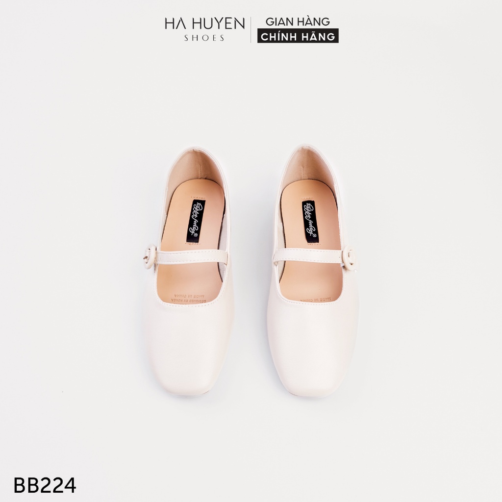 Giày búp bê nữ Hà Huyền Shoes mũi vuông đai ngang bánh bèo - BB224