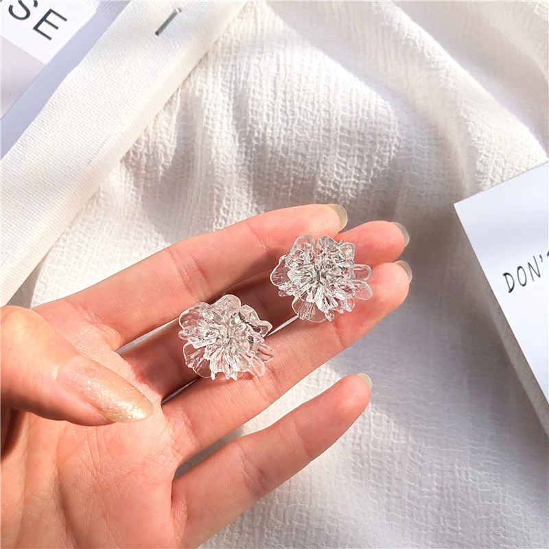 Khuyên tai kẹp không bấm lỗ chốt cố định K083 bằng hợp kim mạ bạc hình bông hoa dáng ngắn Leous Accessories