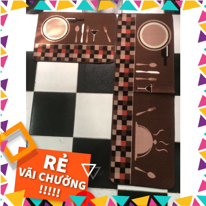 ʙộ ᴛʜảᴍ ʙếᴘ ᴛʀᴀɴɢ ᴛʀí [ Xả Kho] Chống Trơn Trượt + Sạch Bếp Hoa Văn Ngẫu Nhiên