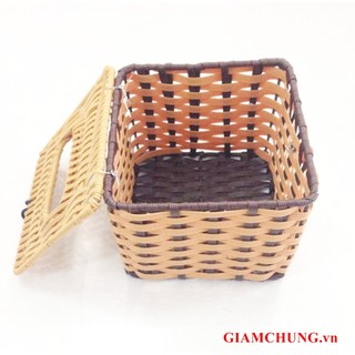 Hộp đựng giấy ăn mây vuông