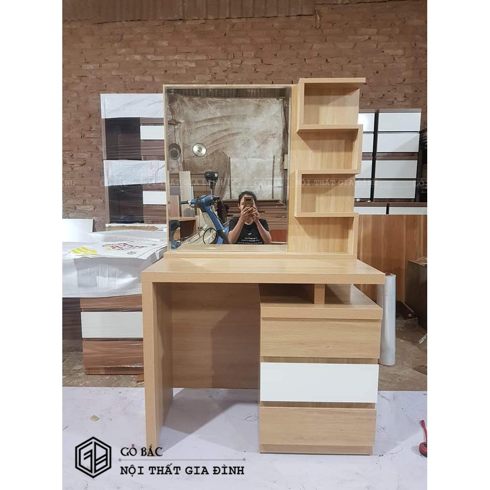 Bàn phấn bàn trang điểm rộng 80cm có 3 ngăn kéo, kèm ghế rẻ nhất shopee