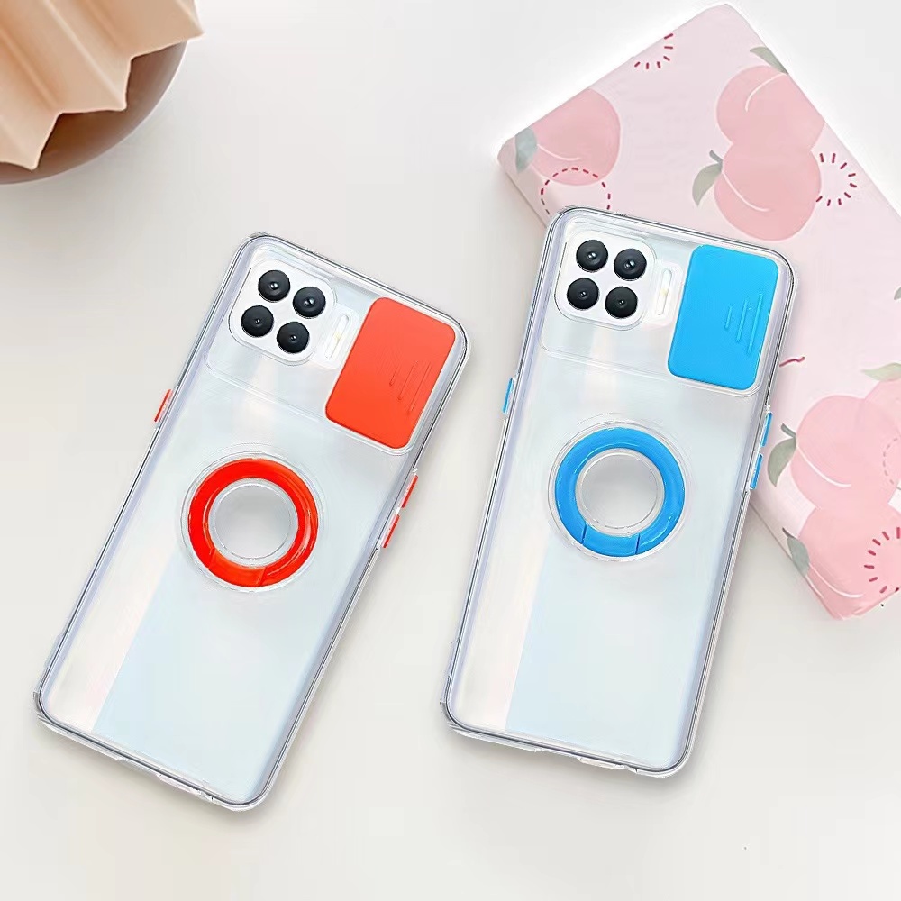 Ốp Điện Thoại Trong Suốt Chống Rơi Có Giá Đỡ Trượt Cho oppo A52 A72 A92 A94 4g F19 Pro A74 4g F19 Reno 5 F11 Pro